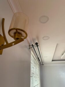 Installed curtain rods